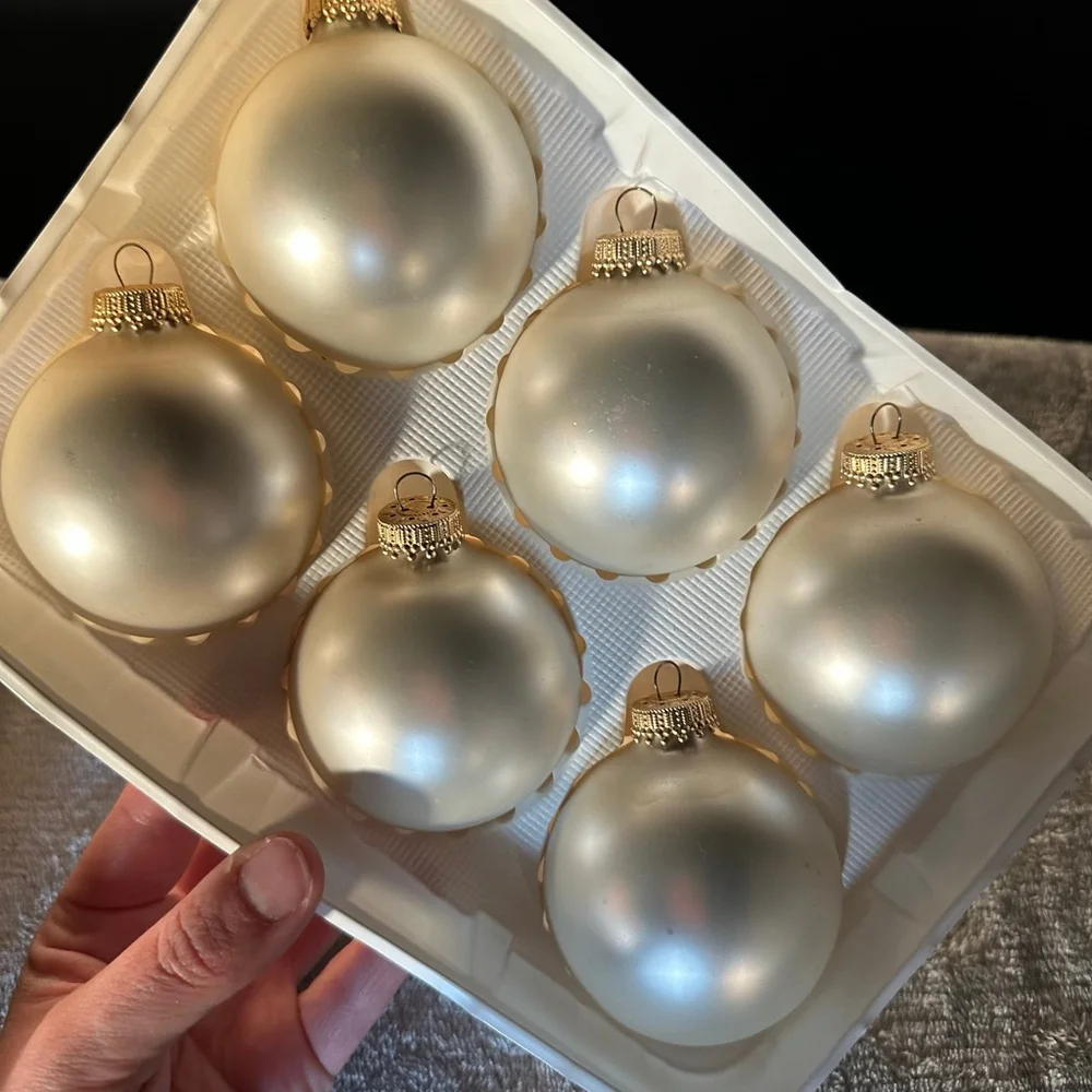 Vintage NAVISTAR Gold Frosted Shatterproof Christmas Ornaments